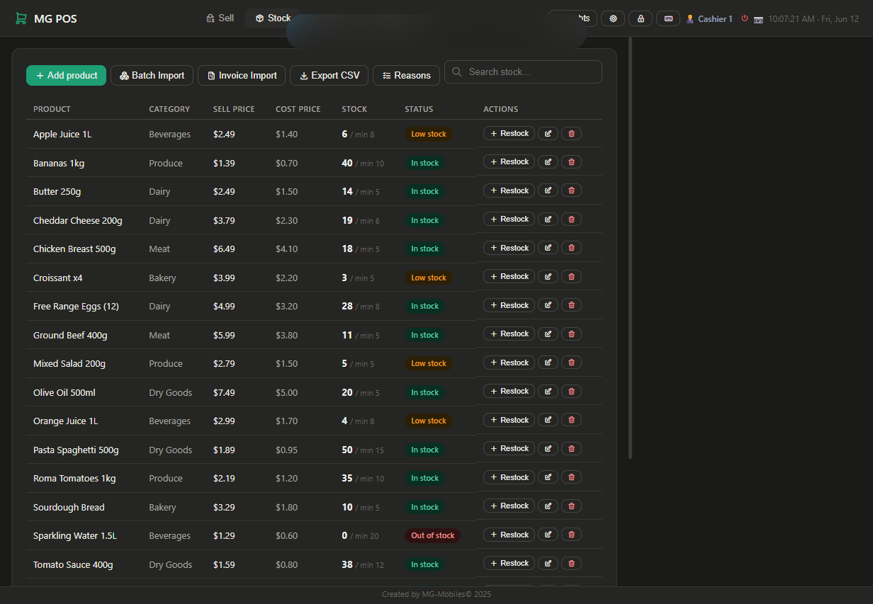 MG POS Stock Management
